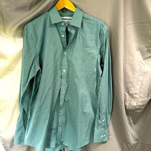 NWT Old Navy Signature Shirt Slim fit Men’s Medium Long Sleeve Green & White
